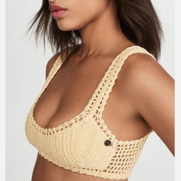She Made Me x Free People Naira S 4/6 Tan Brown 2pc Crochet High Waist Handmade - Picture 13 of 15